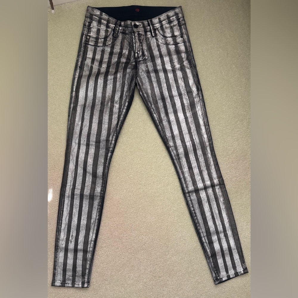 Sinclair size 26 silver and black strip pants